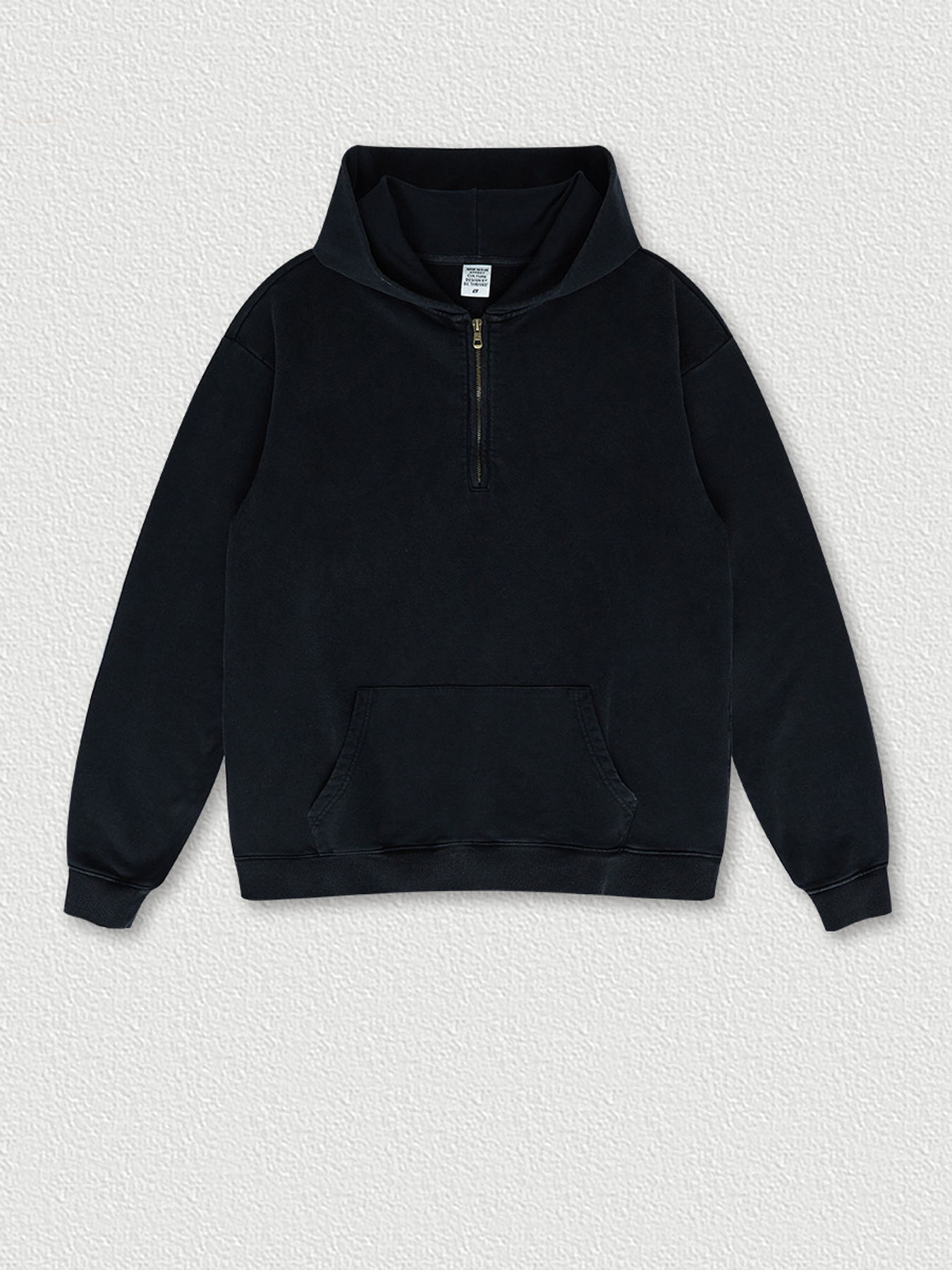 American style washed and distressed half zippered hoodie, high street loose and retro trendy brand 